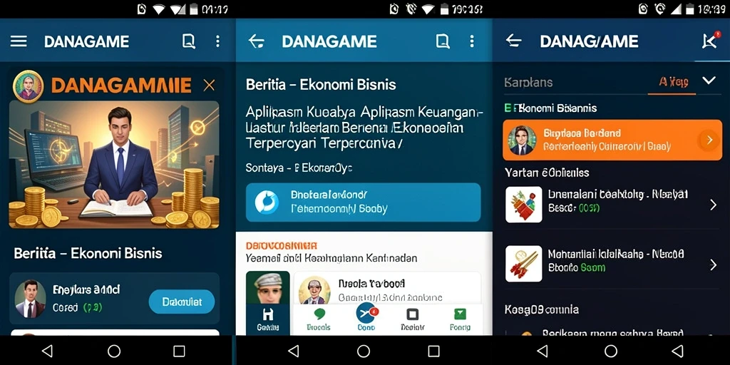 Antarmuka pengguna DANAGAME yang menarik dan informatif.