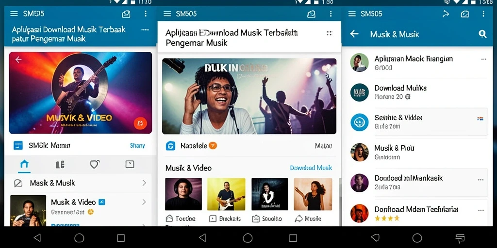 Tampilan antarmuka aplikasi SM605 untuk Download Musik.