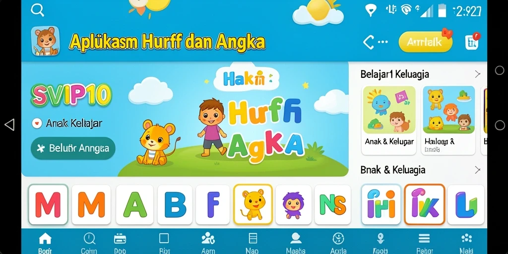Antarmuka SVIP10 yang menarik dan interaktif untuk belajar huruf dan angka.